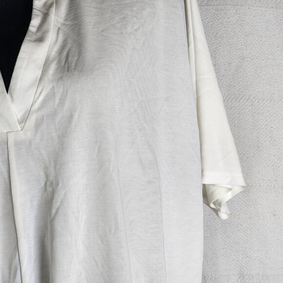 Alya Ivory SS Pleated Front Hem V Neck Modal Poly from Francesca's Blouse Size S - Picture 6 of 16